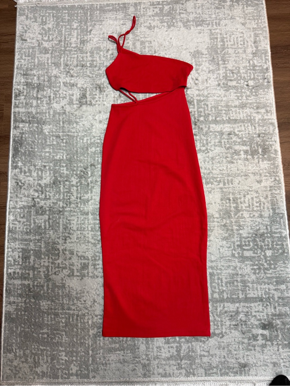 Zara Red One-Shoulder Cutout Midi Dress